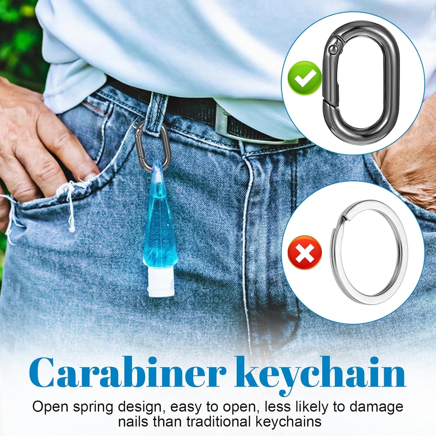 1 Inch Oval Carabiner, 10Pack Small Metal Carabiner Clip,O Rings Spring Snap Hook, Purse Keychain Replacement for Lanyard Keychain, Car Key Rings Hook, Outdoor Camping Fishing Wallet, Dog Tag Clips