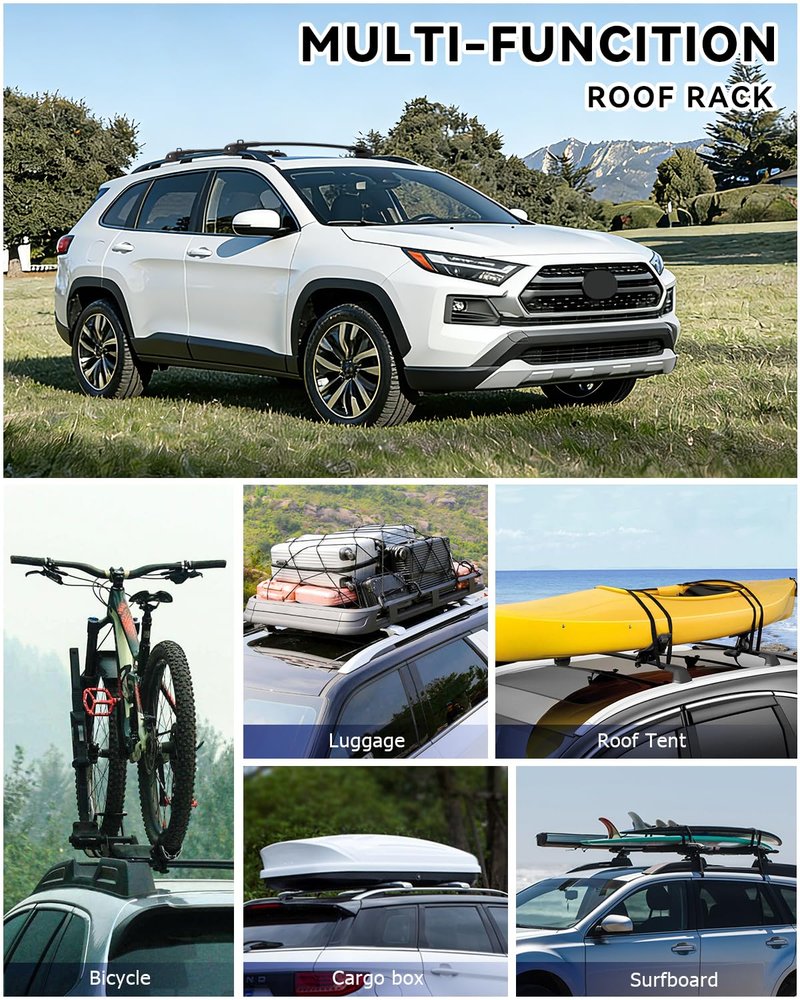 330Lbs Roof Rack Cross Bars Compatible with Toyota RAV4 Adventure/TRD Off-Road 2019-2025, Heavy Duty Aluminum Roof Rails Top-Mount Crossbars Rooftop Luggage Racks Cargo Carrier