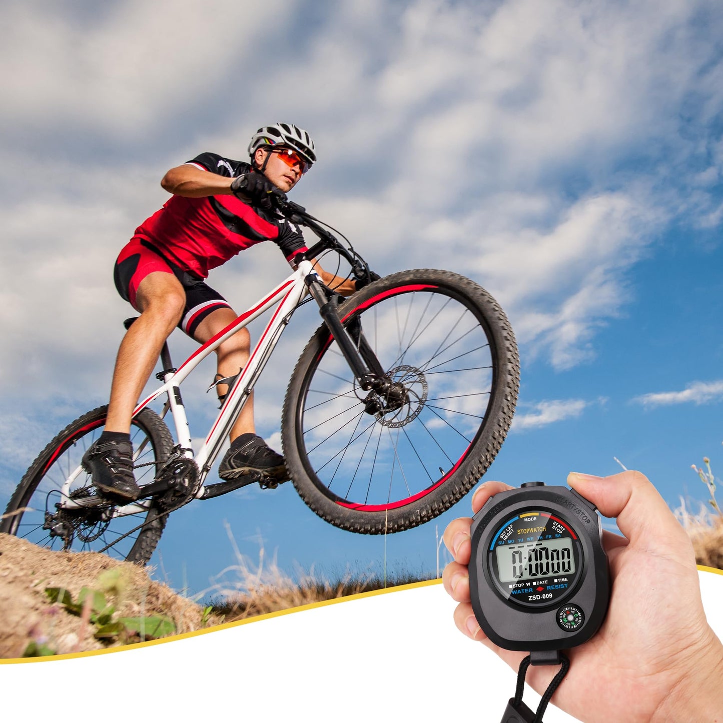 2 Pack Digital Stop watch Timer with 2 Whistle Set | Waterproof Stopwatch with Large Display Date, Time & Alarm | Sports Stopwatch for Swimming, Running and Fitness | Perfect for Coaches | Black