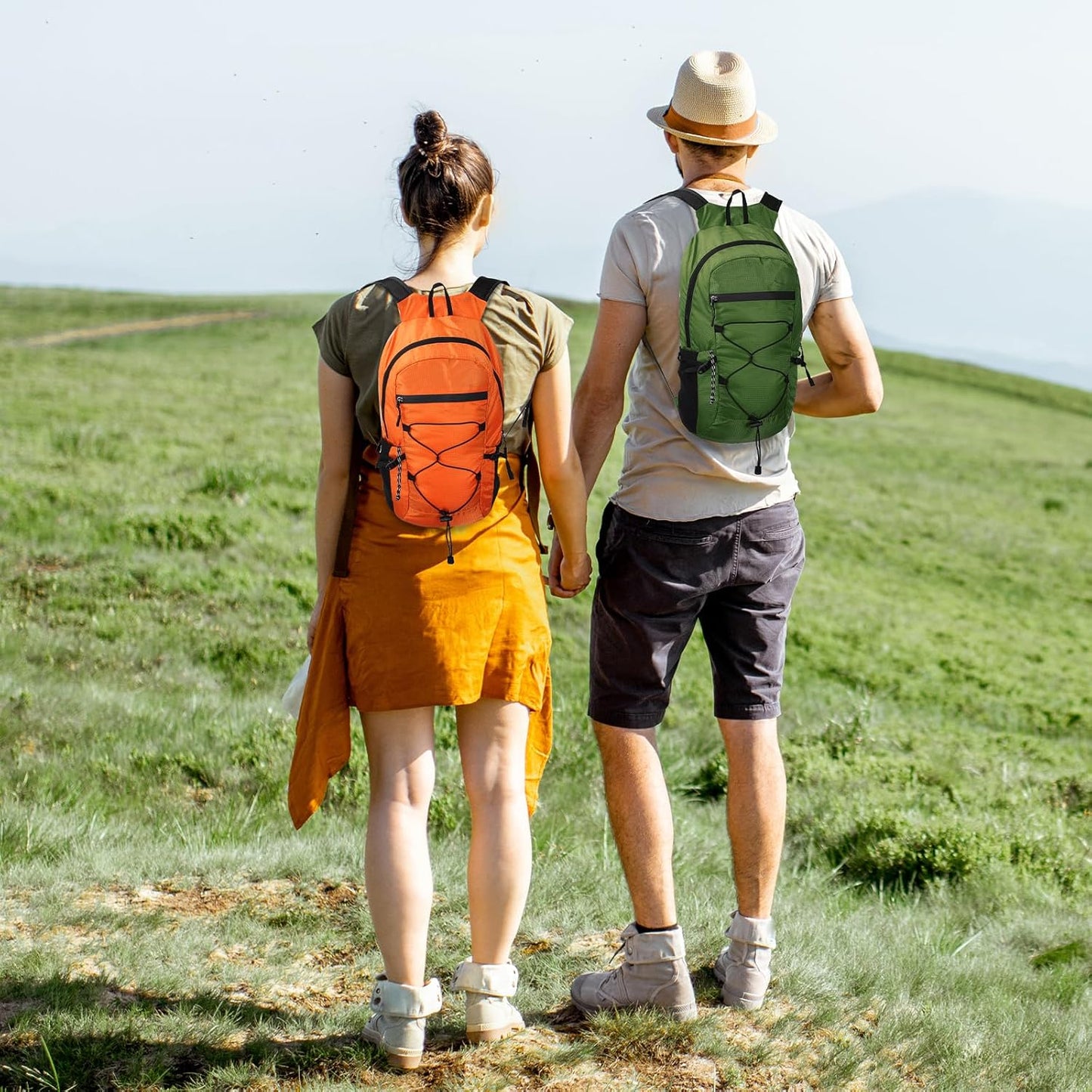 15L Small Foldable Hiking Backpack for Men Women, Packable Collapsible Daypack for Casual, Light Gray