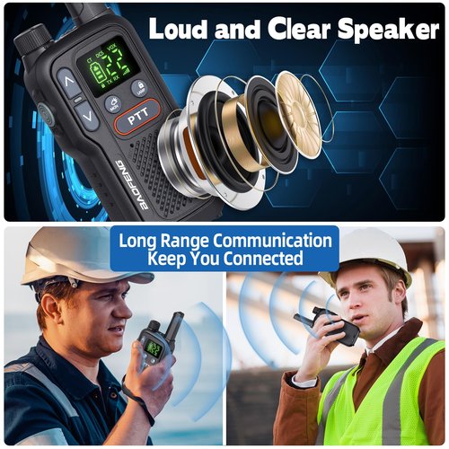 Walkie Talkies Long Range for Adults, Rechargeable Walkie Talkie FRS Two Way Radio with 1500mAh Li-ion Battery USB-C Charger NOAA Weather Radio VOX Walky Talky for Hiking Cruises Camping (2Pack)