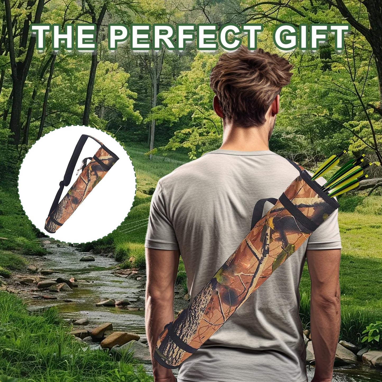 KURUGEILI Archery Quiver Back and Hip Quivers Adjustable Arrow Backpack Bag Holder Side Hip Arrows Bag for Compound Recurve Bow Practice Target Hunting