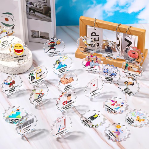 Chunful 24 Pcs Funny Employee Appreciation Awards Gifts Bulk Little Clear Acrylic Reward Colleagues Medallions Motivational Trophy Gifts for Employee Coworker Staff Teacher Nurse Office Team