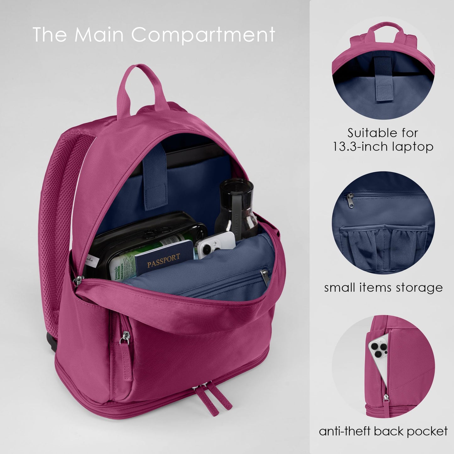 Uselike Gym Backpack for Women Men, Lightweight Gym Bag with Shoe Compartment, Waterproof Workout Backpack with Wet Pocket
