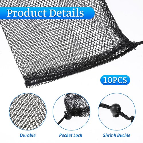 10 Pieces Small Mesh Bags Drawstring Nylon Net Balls Gift Bags 6 X 8 Inch Mini Drawstring Gym Bag Mesh Black Travel Stuff Storage Bag with Cord Lock Closure for Gym Sports Laundry Travel
