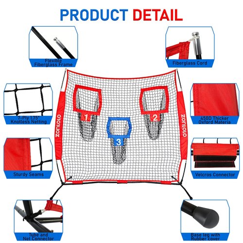 Zonlolo 6x6ft Football Training Net, Football Throwing Net with 3 Target Pockets, Portable QB Throwing Practice Equipment with Small Carry Bag,Most Suitable for Kids