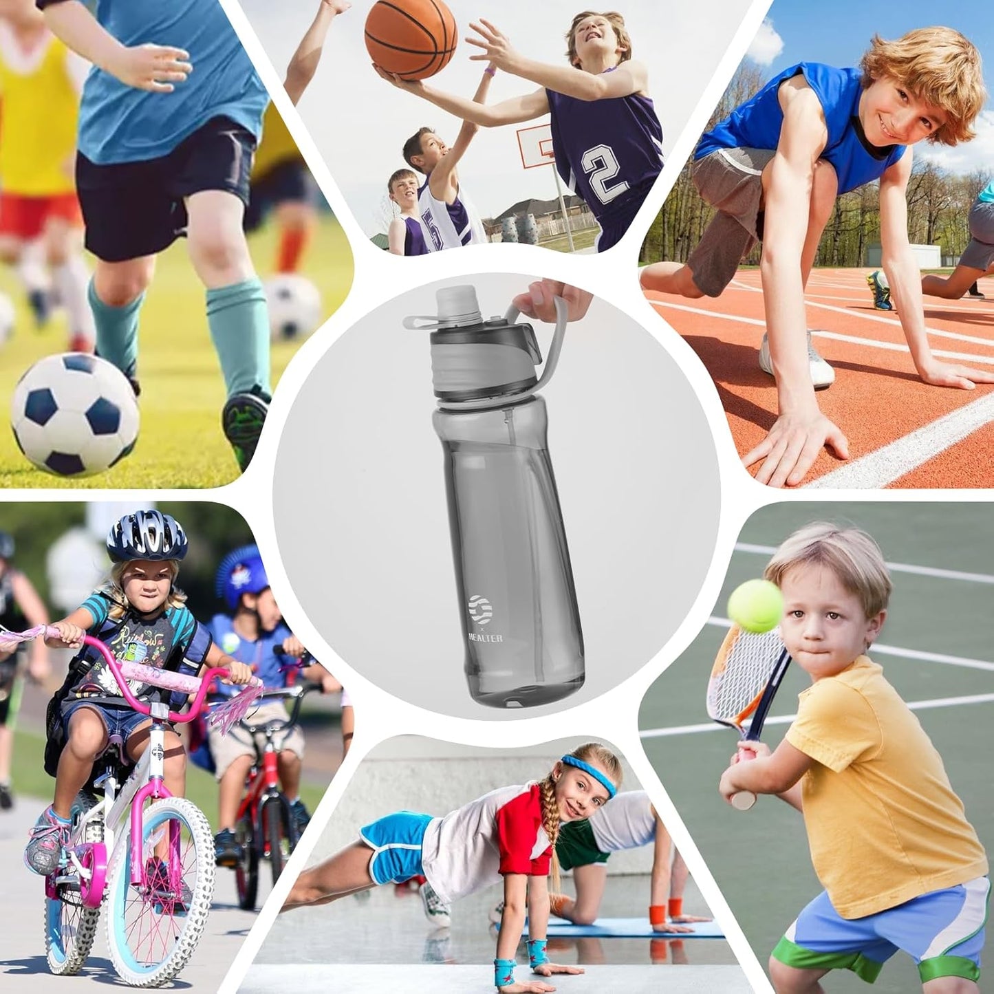22OZ Misting Water Bottle, 2-in-1 Mist and Sip Water Bottles, Mist Water Bottle for Drinking, Great for Hiking/Running/Outdoor Activity, BPA-Free & Leakproof, Blue