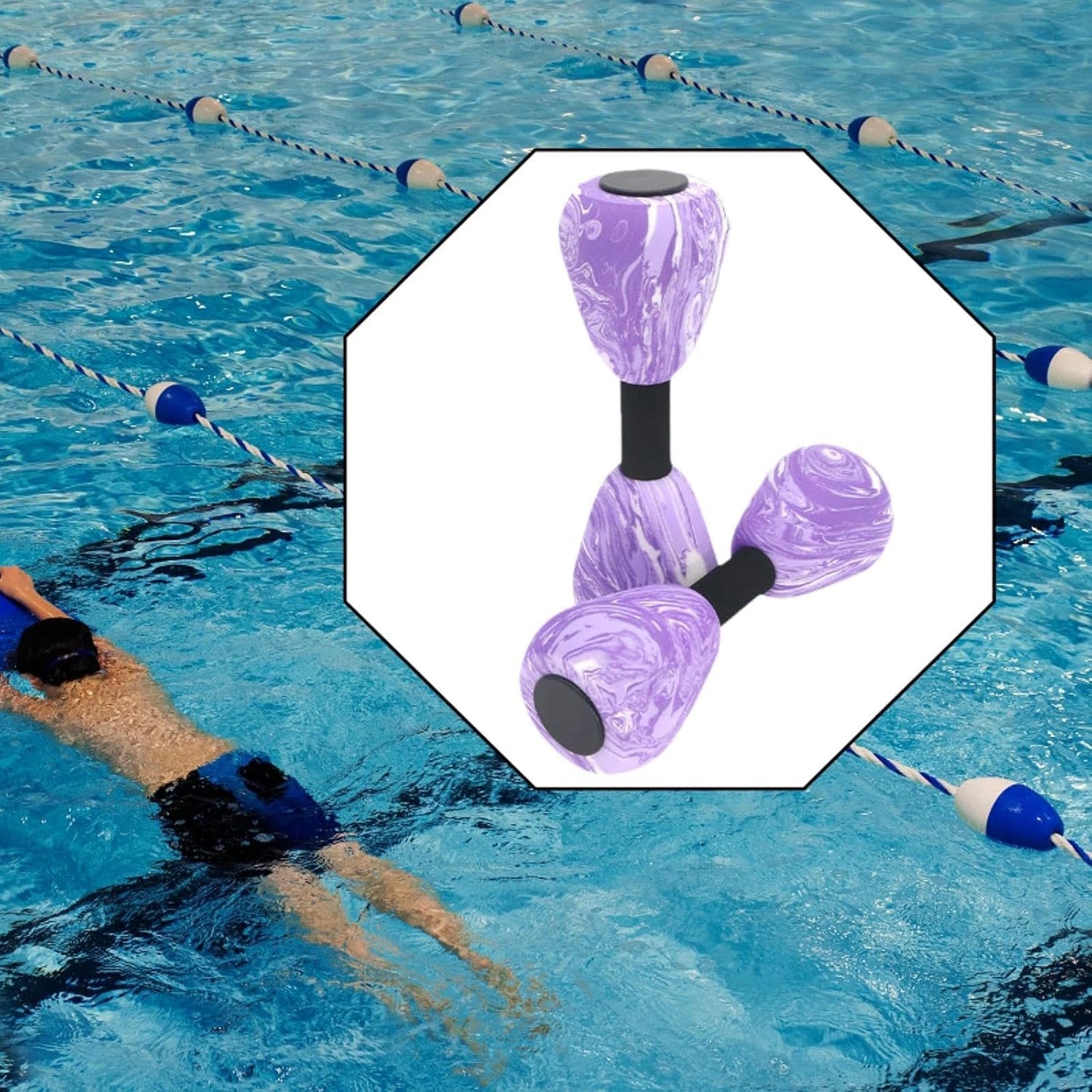 2 Pieces Aquatic Dumbbell Swim Barbell, Portable Swim Training Water Dumbells Fitness Equipment Pool Dumbbell for Gym Pool