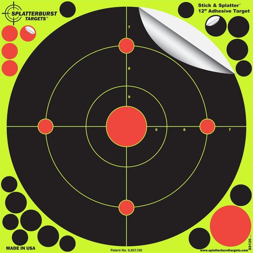 Splatterburst Targets -12 inch Adhesive Stick & Splatter Reactive Shooting Targets - Gun - Rifle - Pistol - Airsoft - BB Gun - Pellet Gun - Air Rifle (50 Pack)