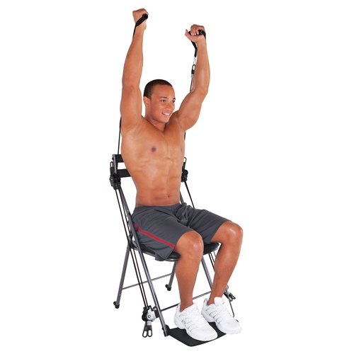 Chair Gym - The Total Body Workout – All in One Compact, Portable and Easy to Use At Home Exercise System includes 5 Instructional DVDs + Bonus Twister Seat Ab Attachment As Seen on TV - BLACK