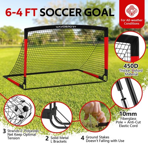 Kids Soccer Goals for Backyard Set, 6×4ft Portable Soccer Goal & Ball Training Equipment with Cones, Target, Youth Toddler Pop Up Soccer Net for Kids 3-12 Sports Play Outdoor Games Gifts