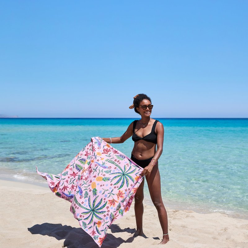 Dock & Bay Beach Towel - Quick Dry, Sand Free - Compact, Lightweight - 100% Recycled - Includes Bag - Pink Paradise - Extra Large (200x90cm, 78x35)