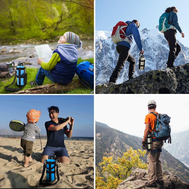 QICAIPO Water Bottle Holder with Strap - Fits Yeti, Hydro Flask, Stanley Tumbler - Ideal Water Bottle Carrier for Men and Women Walking or Hiking (Basic)