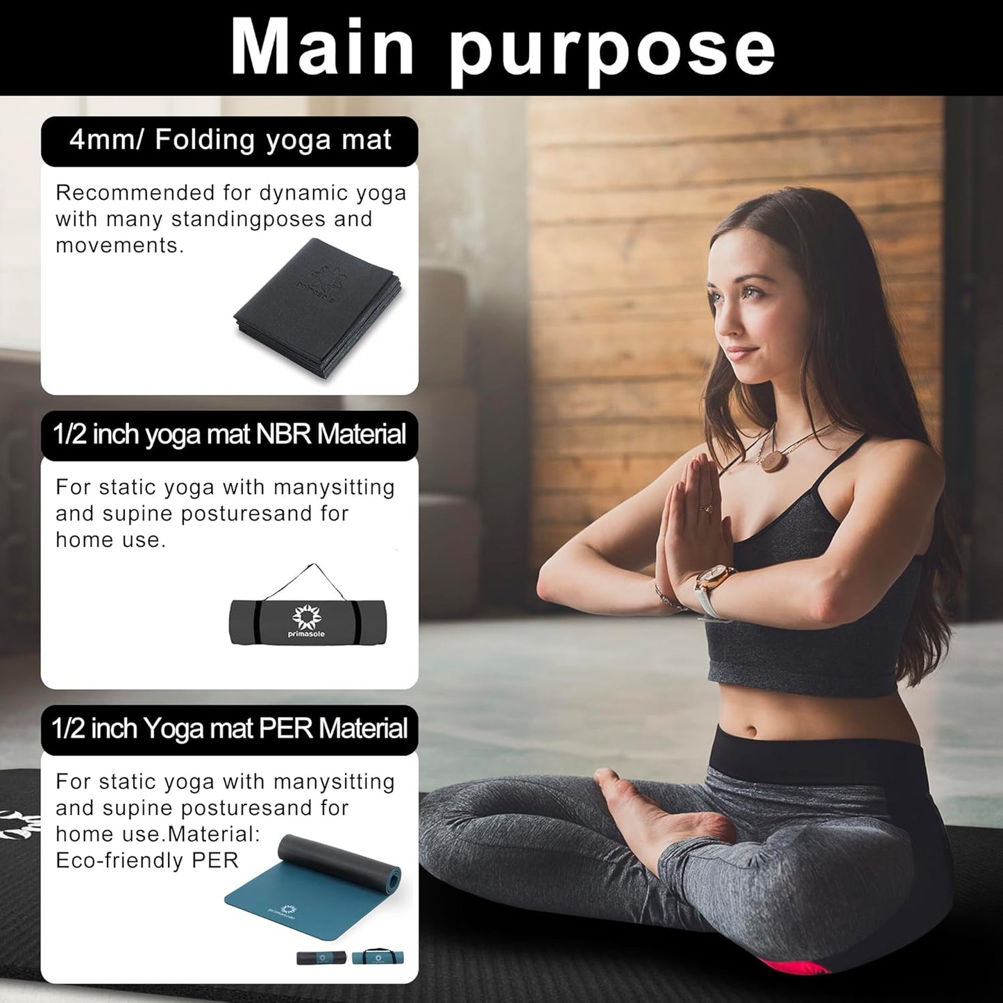 1/2-Inch Extra Thick NBR Yoga Mat with Enhanced Stability - Textured Design, Lightweight Mat with Carrying Strap & Case for Yoga, Pilates, Gym & Home Use (Multiple Colors)