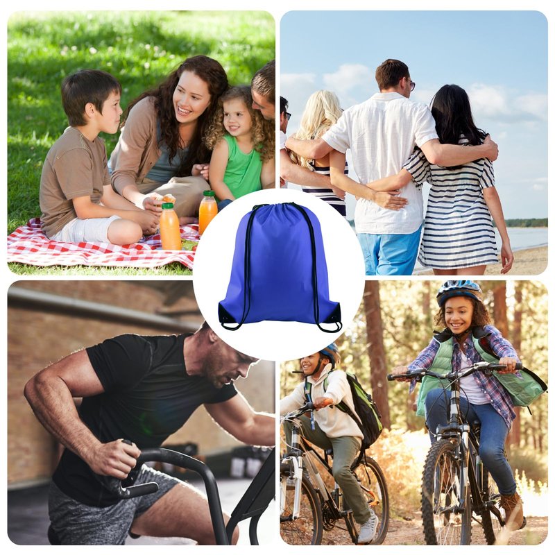KUUQA 60Pcs Blue Drawstring Backpack Bag Sack Drawstring Bags Bulk String Bags Storage Bags for Sport Gym Traveling