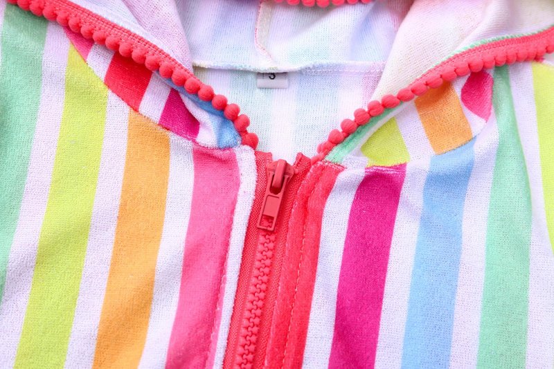 LUCKYGAL Terry Swim Cover-Up for Girls Kids Beach Swimsuit Coverup Bathing Suit, Size 10 11 Pink Striped