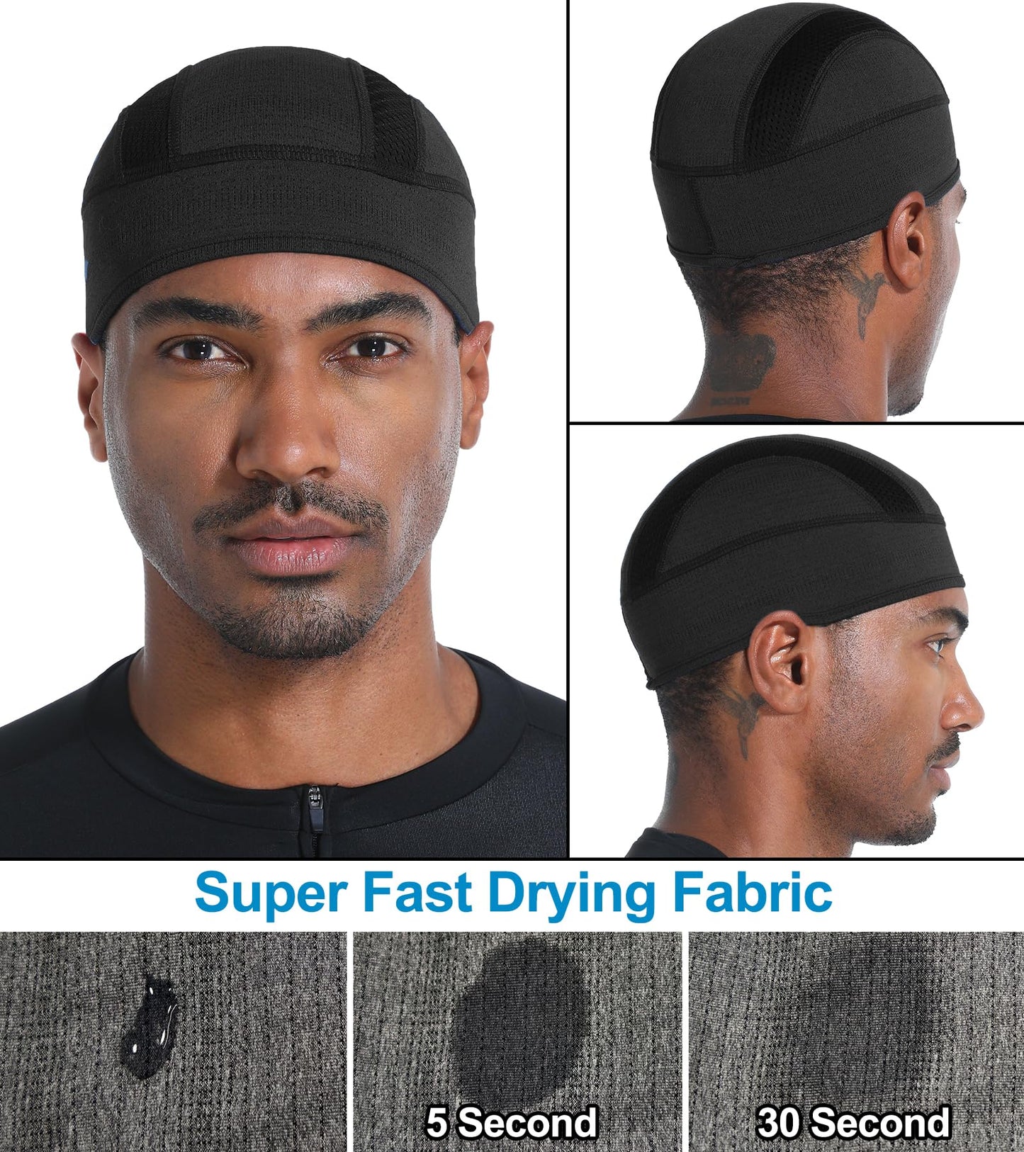 2 Pieces Skull Caps Helmet Liner for Men Women Cooling Cycling Hat Beanie for Running Fits Under Helmets
