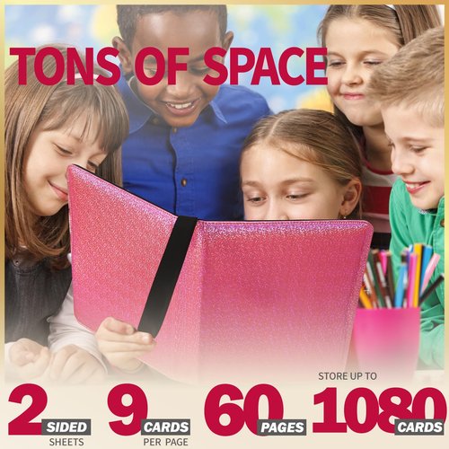 Dosanlues 9 Pocket Card Binder - 1080 Double Sided Pocket PU Premium Zip Trading Card Binder Collectible Card Albums for MTG, TCG, Sports Cards, Game Cards