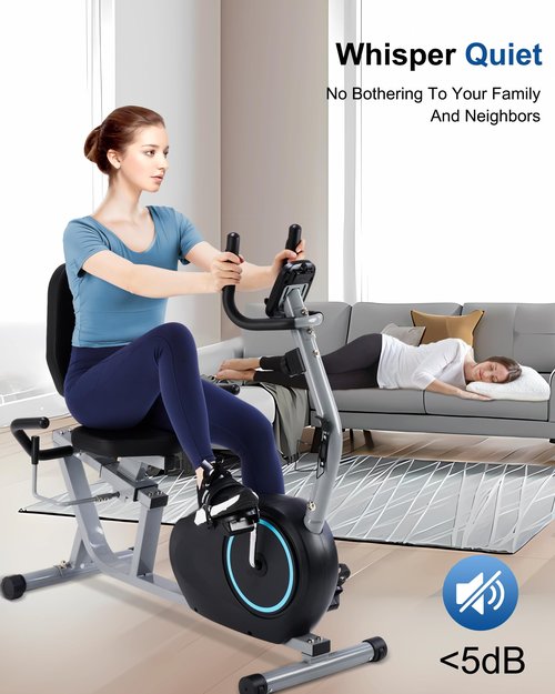 Recumbent Exercise Bike for Seniors - 400LB Weight Capacity Recumbent Bikes with Comfortable Seat, Pulse Sensor, 16-level Resistance, LCD Monitor
