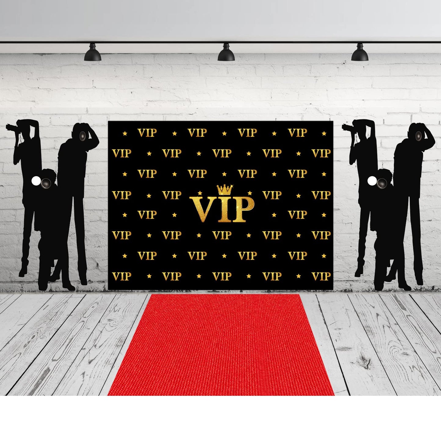 6.5 x 5 ft VIP Photography Backdrop Red Carpet Backdrop Film Movie Banner Paparazzi Props Party Accessory and Runner Red Carpet Runner 2.6 x 15 ft with Tape for Theme Party Decorations