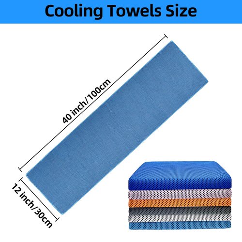 Jueerun Cooling Towel (36"x12") for Sweat 4pcs Sweat Towels Cooling Towels for Neck and Face Soft Breathable Chilly Sports Towel for Yoga,Gym,Golf,Camping,Running,Fitness,Workout…