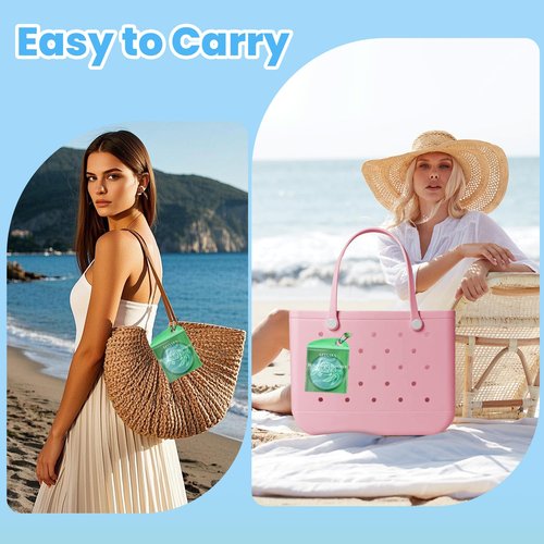 LETAAKA 2PCS Beach Sand Remover, Beach Essentials & Vacation Must Haves, Talc-Free Natural Formula, Reusable Gentle Skin-Friendly Sand Removal, Attaches to Bogg Bags, Women Gifts, Whole Family