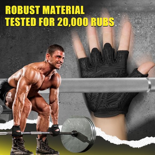 HOZMOZ Ventilated Weight Lifting Gloves, Thick Padded Gym Gloves for Women Men, Workout Gloves with Full Palm Protection & Grip & Shock Absorption Fitness Training Exercise Gloves