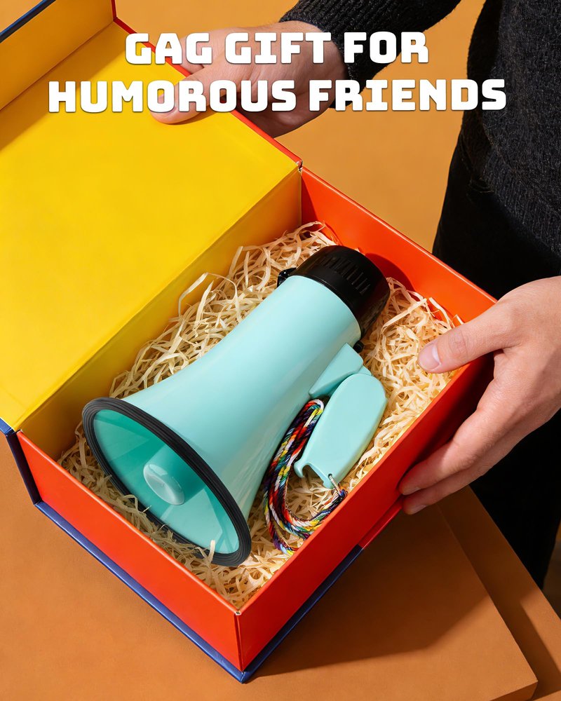 MyMealivos Prank Voice Changer Megaphone with 6 Different Sound Effects Voice Changing Bullhorn for Birthday Party, White Elephant Gift Exchange-Teal
