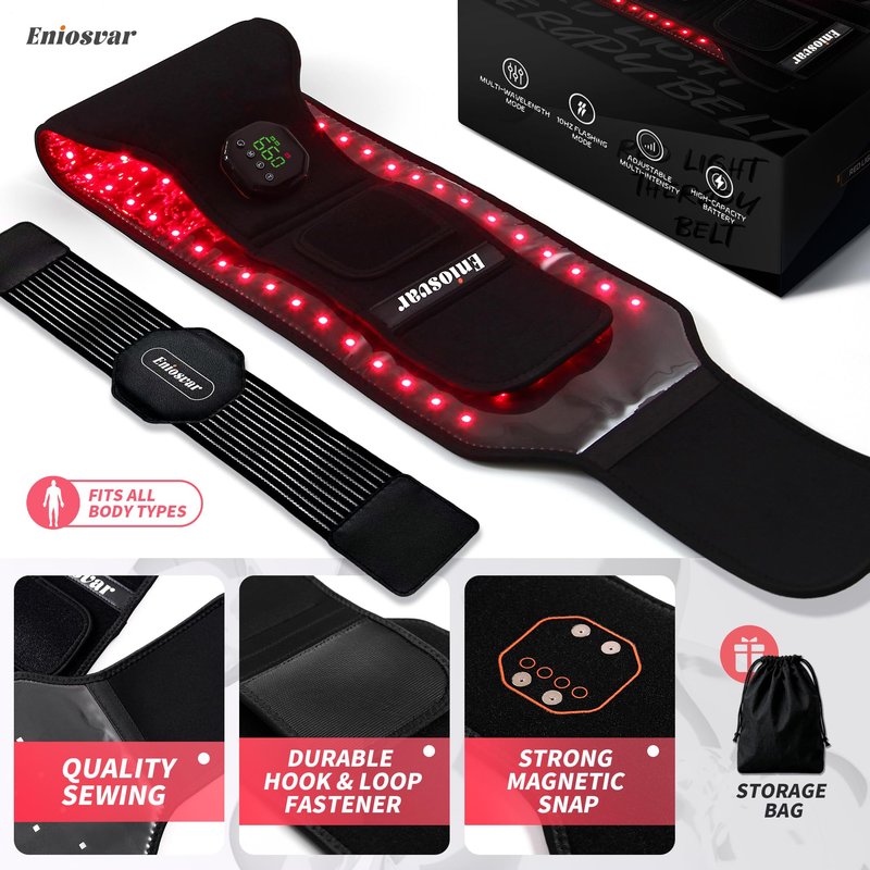 Red Light Therapy Belt, 7500mAh Cordless Infrared Light Therapy for Body, 3-in-1 660nm&850nm, with Elastic Band & Storage Bag
