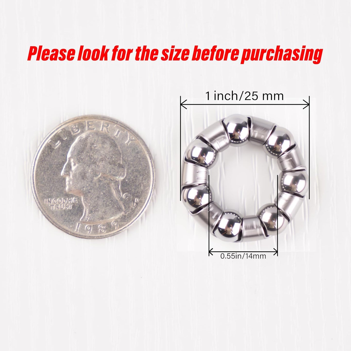 10 PCS Bike Ball Bearings Fit for Front and Rear Hub Wheel,Bearing's OD=1",ID=0.55",Ball Bearing Fixed Cage for Bicycles,1/4”×7 Balls (10)