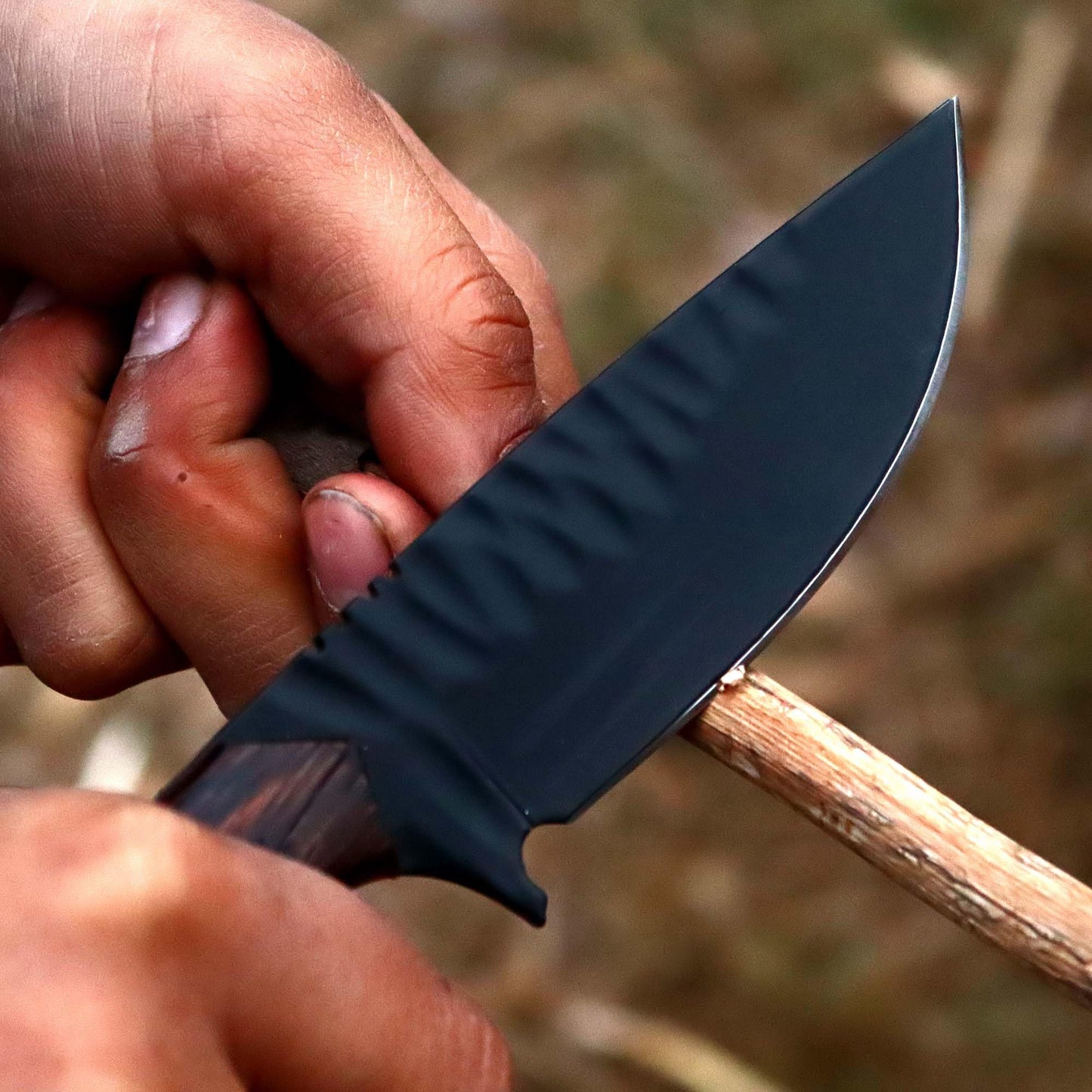 Kelani Fixed Blade Skinner – 1095 Steel, 8" Overall, Snake Wood Handle, Leather Sheath – Cowboy Knife for Hunting & Tactical Gear
