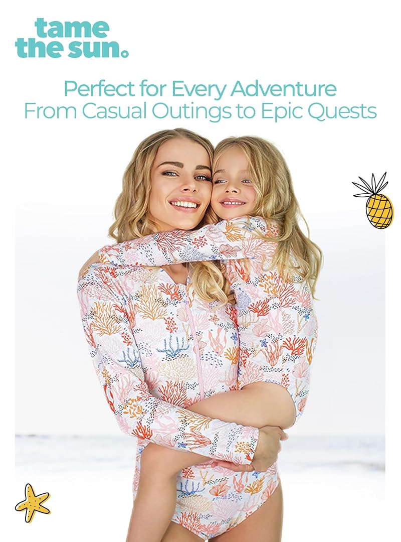 Long Sleeve One-Piece Swimsuit for Women with UPF 50+ Coral - Tame The Sun Rash Guard