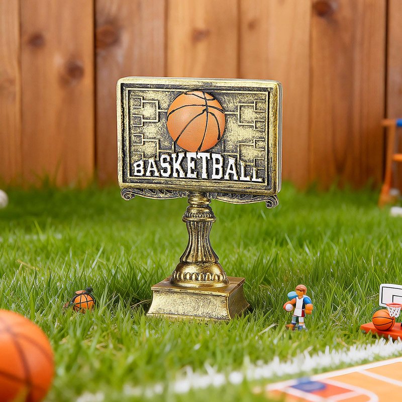 Wiwiqing 1 Pack March Basketball Bracket Trophy Basketball Winner Award for Madness Challenge Tournament Funny Recognition Trophy Appreciation Gift for Champion Winner Friends Prizes (Gold)