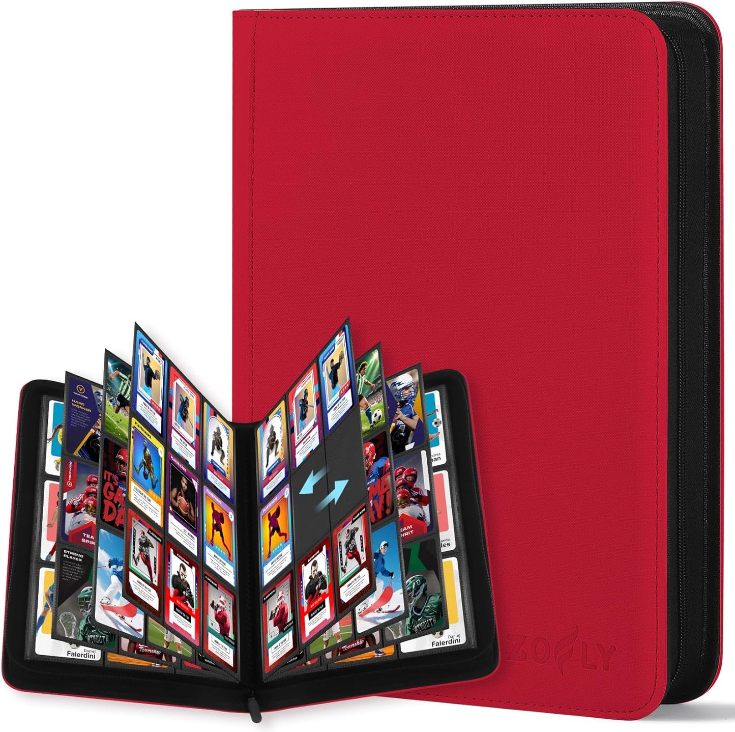 12 Pocket Card Binder, Zipper Trading Card Binder, 720 Large Capacity Side Loading Non-Ring Card Album, Double Sided Acid-Free Card Protector Binder, Card Collection for TCG, MTG, Sport Card, Pink