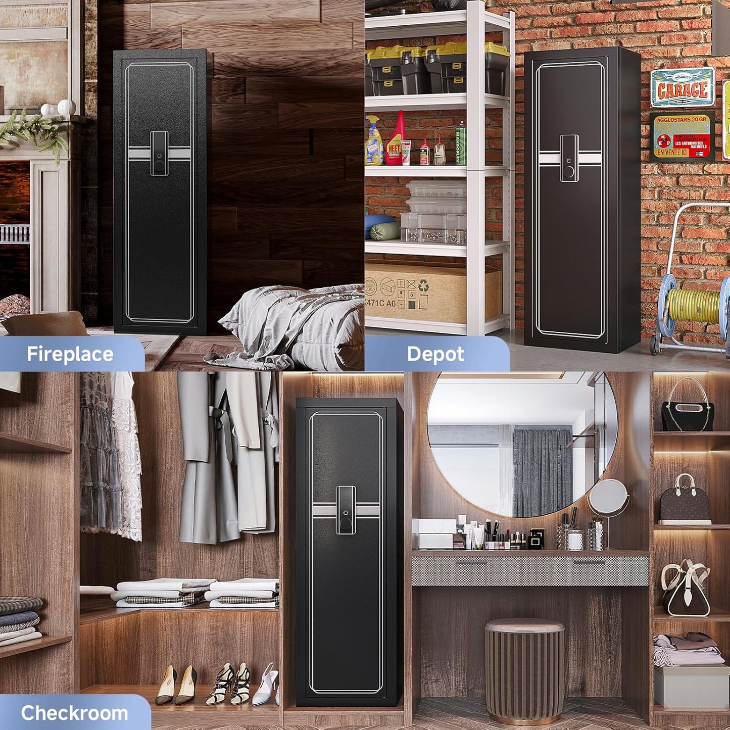 KAER 12-14 Gun Safe for Home Rifle and Pistols Biometric Gun Safes & Cabinets Clearance Gun Cabinet for Rifles and Shotguns,Gun Safe for Handgun with Digital Keypad Adjustable Shelves Unassembled