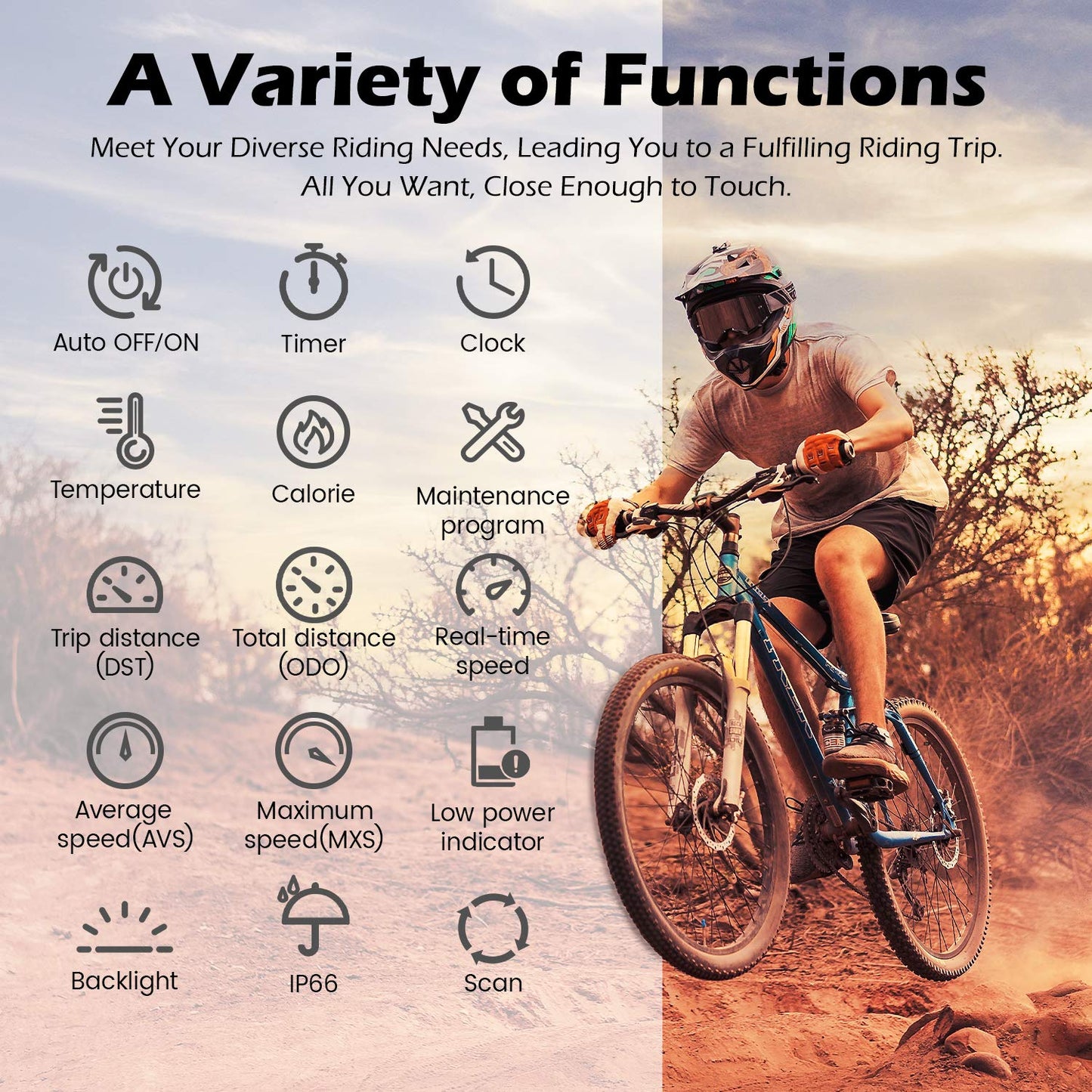 PRUNUS Bike Speedometer and Odometer Wireless Waterproof Bicycle Computer