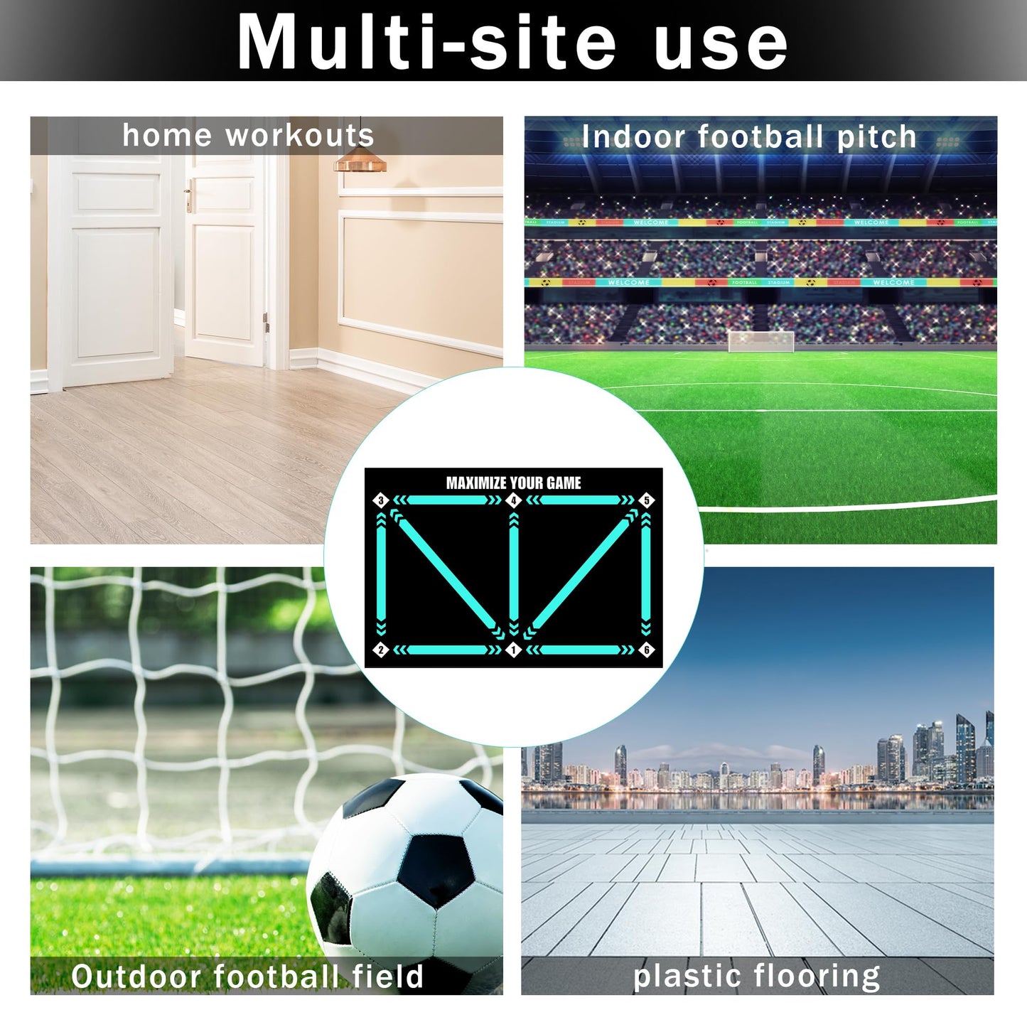 2F22E Soccer Training Mat with Non-Slip Surface and Silent Shock Absorption - Soccer Footwork Training Mat for Teens 6-11 Years Old (Youth Sports Equipment)
