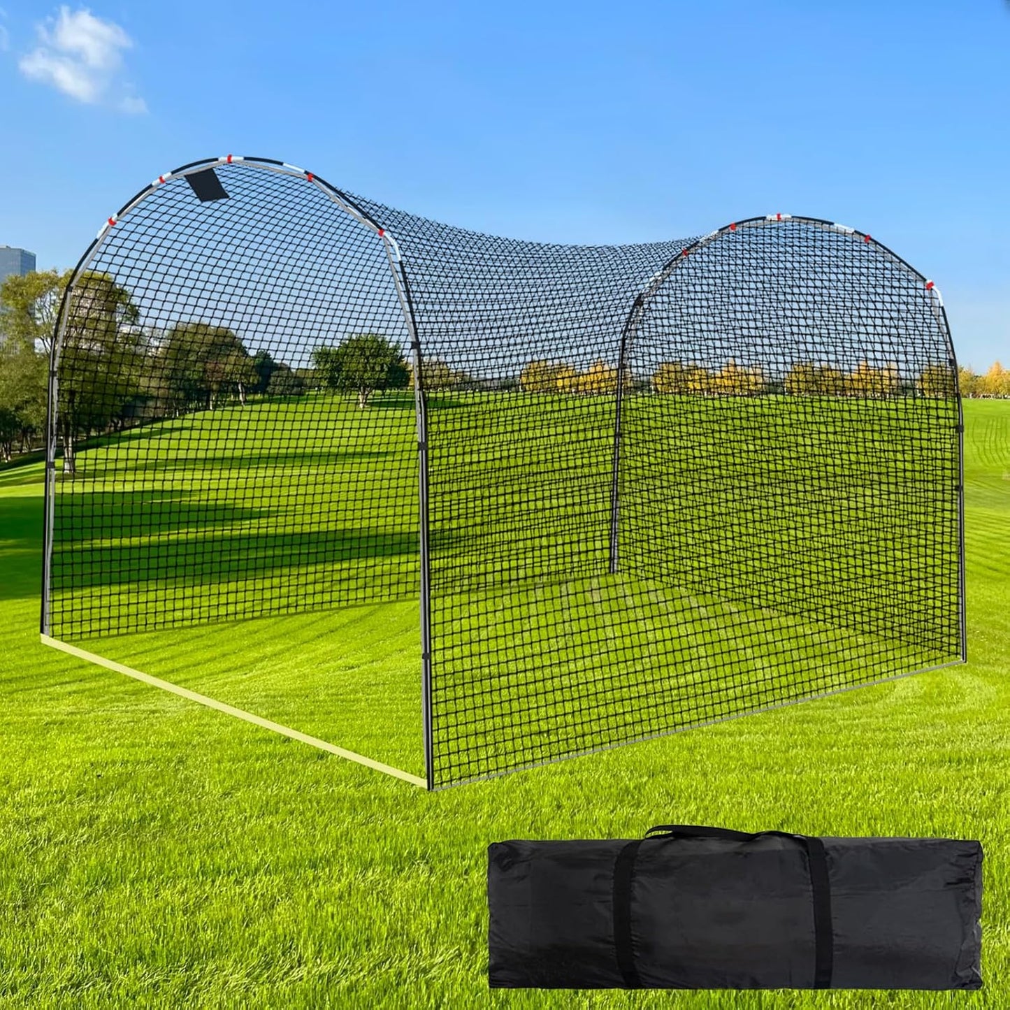 13×10×8FT Baseball Softball Batting Cage, Black Portable Batting Cages for Backyard Outdoor Pitching Practice Net,Baseball Batting Practice Net, Indoor Training Cage with Ground Frame