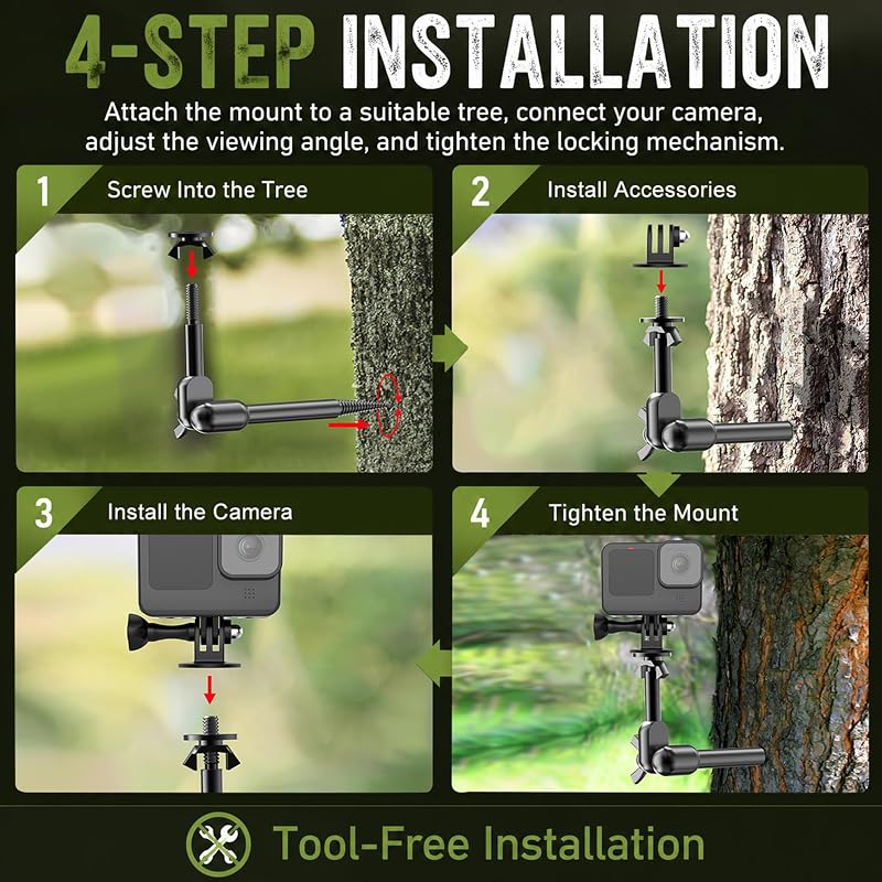 Nuobake Trail Camera Mount 2-Pack, Screw-In Tree Mounts for 1/4-20 Cameras & Accessories