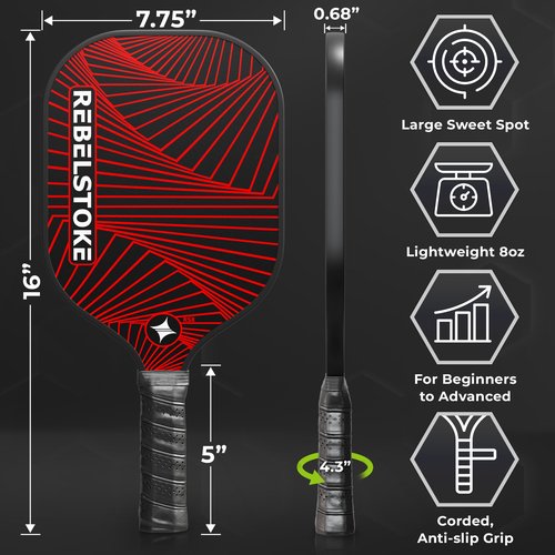 Pickleball Paddles Set of 4 with Bag - Designed in The USA, Pickleball Racket for Adults Comfort Grip, Indoor Outdoor Pickle Ball Kit, Pro Beginner Gear for Training, Pickle Ball Set for Women Men