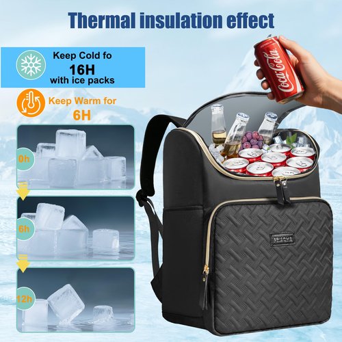 Stillithou Backpack Coolers Insulated Leak Proof for Women Men, 35 Cans Large Capacity Waterproof Cooler Backpack, Soft Portable Cooler Bag for Beach Travel Camping Picnic Work, Black