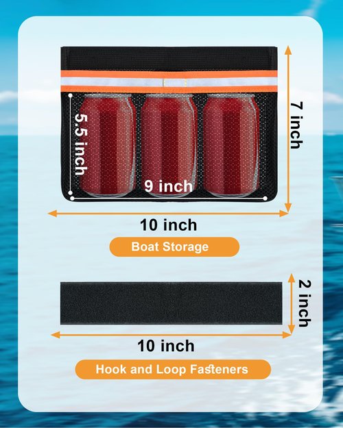 PLOZANO Boat Storage Accessories, Closable PVC Reflective Self-Adhesive Universal Boat Caddy Organizer Mesh Bag for Gloves, Tools, Tackle, Gear(2 Pack, 10"*7")