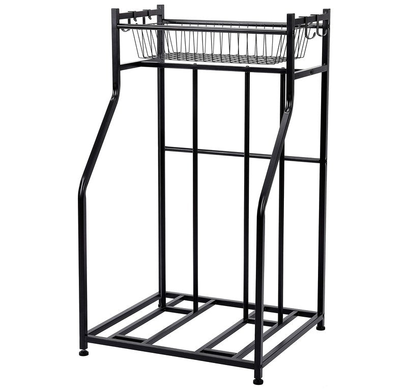 BIRDROCK HOME Bike Rack Garage Storage Floor Stand - Freestanding Organizer for Outdoor Yard - Upright Wall Mount for Scooters, Rakes, Motorcycles, Hoverboards, Gloves - Holds 2 Bicycle - Black