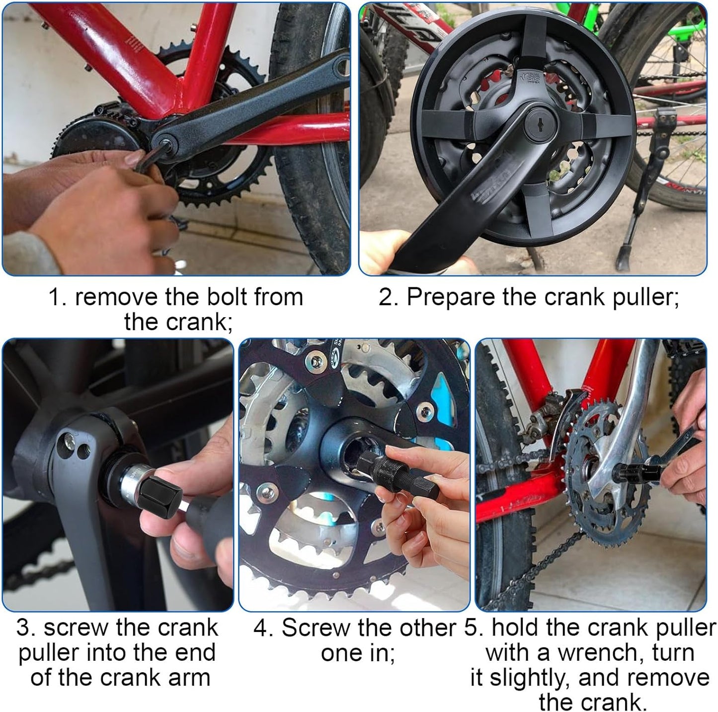 2 PCS Bicycle Crank Puller, Black Steel Crank Arm Removal Tool Bike Crank Remover Tool Crankset Arm Remover Crank Extractor Crank Removing Bicycle Crank Pulley Too for Bicycle Maintenance