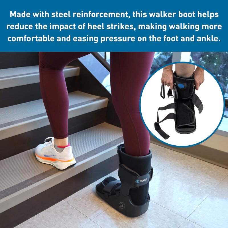 BodyMed Air CAM Walking Fracture Boot, Medium, 12.3" Tall - Adjustable and Shock-Absorbing Support for Foot and Ankle Recovery - Fits Left & Right Foot