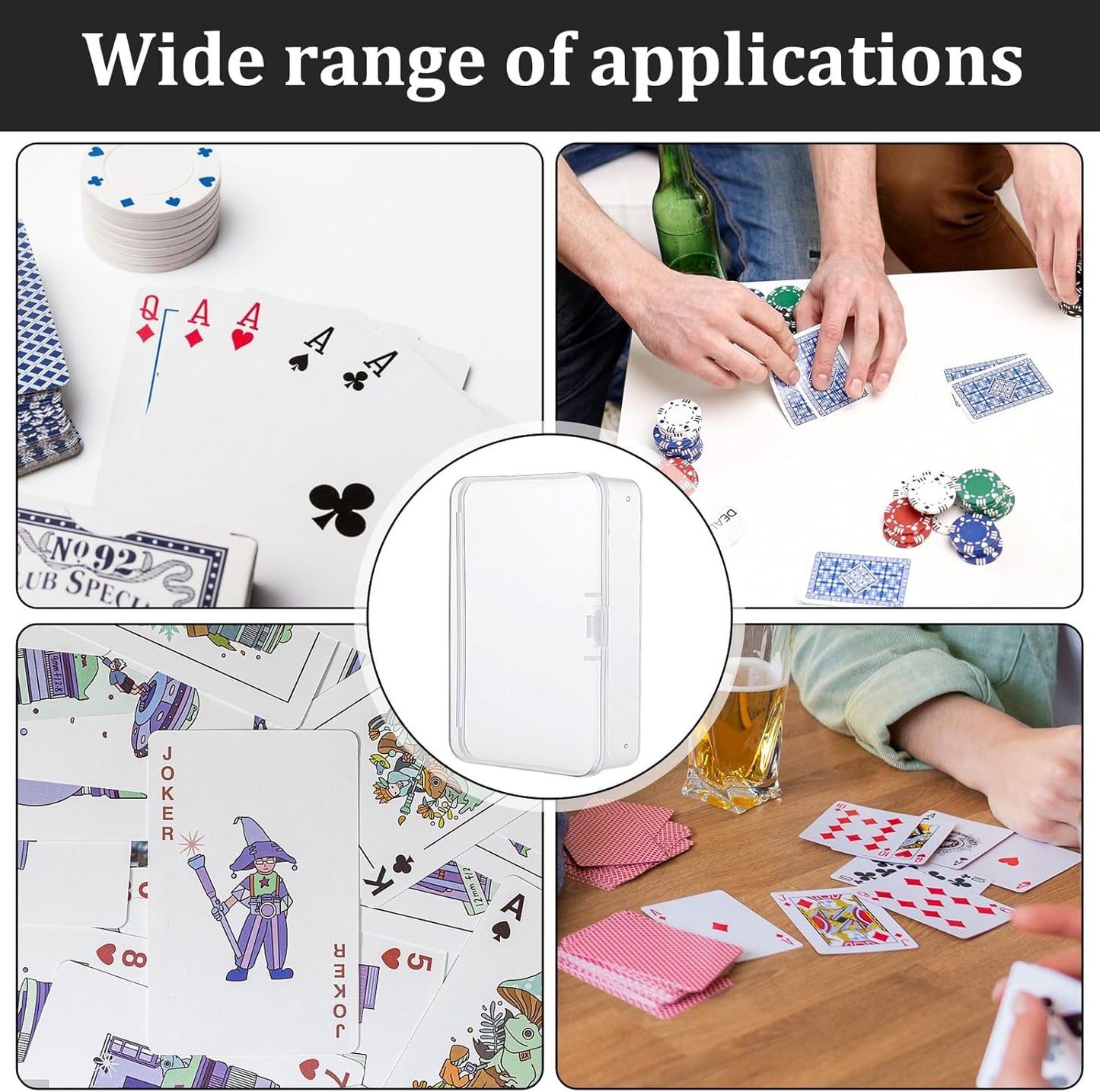 3 Pcs Playing Card Case Box 3.6 x 2.51 Inch Deck of Cards Case Blank Plastic Boxes Clear Game Storage Box Holder for Bank, Business, Game