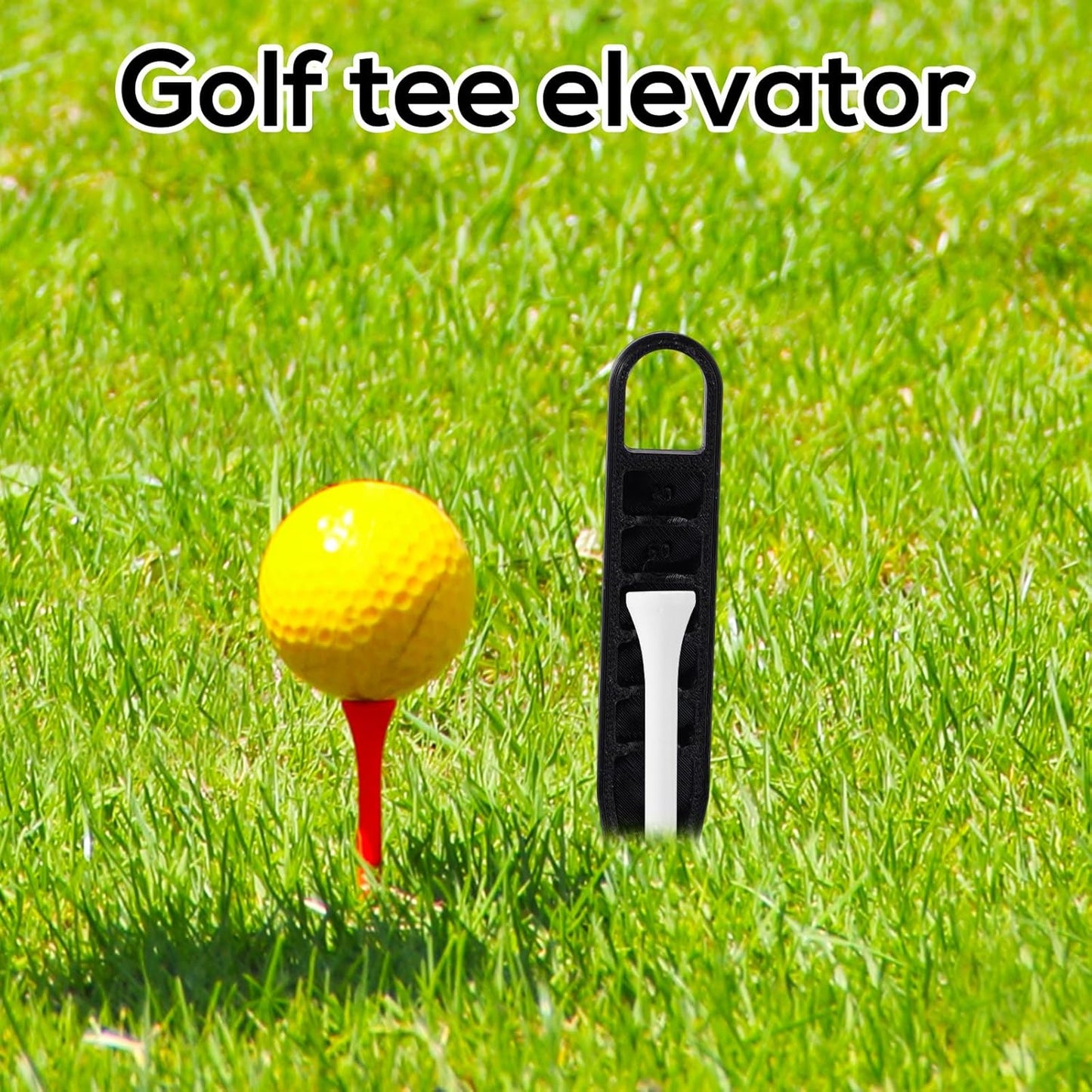 2pcs Golf Tee Height Adjuster, 6 Settings Precision Adjustable Golf Tee Elevator Tool Height Setter for Consistent Swings Training Accessories (Black)
