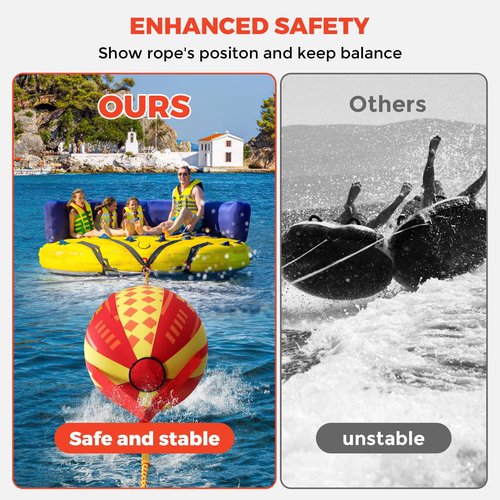 Cauzyart Booster Ball for Towable Tubes, Tubing Rope for Lift and Visibility, Works for Boating, Wakeboarding and More Water Sports