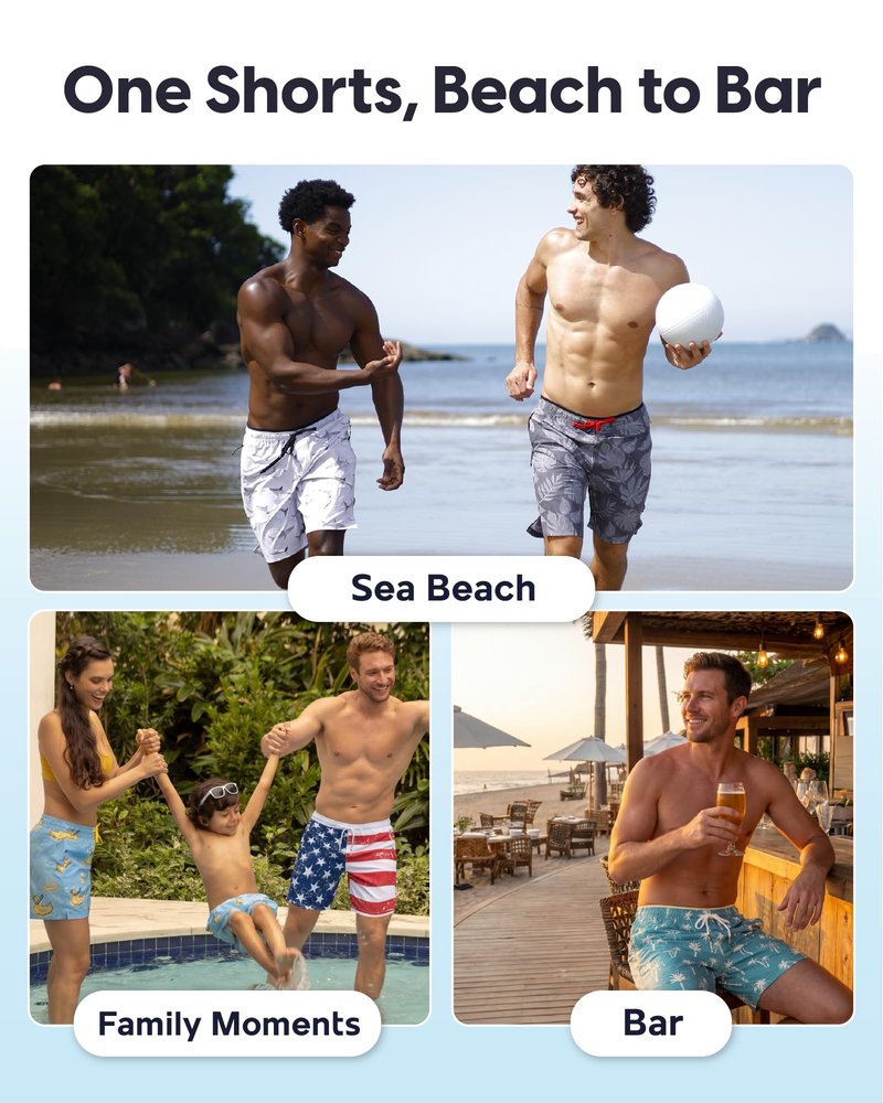 maamgic Mens Swim Trunks 9" with Zipper Pockets, Quick Dry Board Shorts, 4-Way Stretch Compression Lined Bathing Suits, Effortless Flex for Beach, Vacation, Cruise Forest Dark Gray BlackLarge