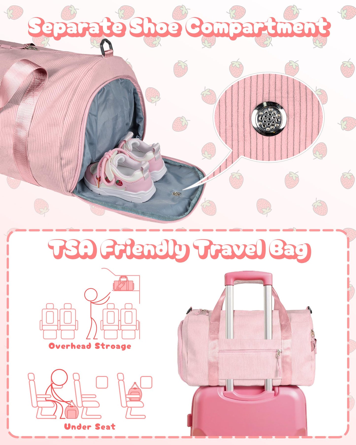 Vogewood 3 Year Old Girl Birthday Gifts, Girls Gym Bag, Kids Personalized Dance Bags with Shoe Compartment, Customized Travel Duffle with Toiletry Bag, Gift for Ballet Gymnastics Kid (Letter R)